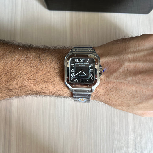CARTIER SANTOS PRATA PRETO 40MM X 47MM