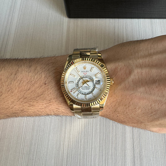 ROLEX SKY DWELLER DOURADO BRANCO 42MM