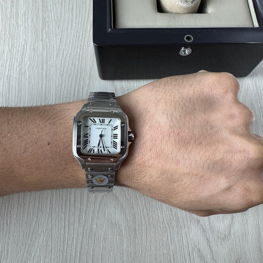 CARTIER SANTOS PRATA BRANCO 36MM X 44MM