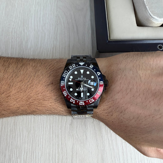 ROLEX GMT MASTER II PEPSI JUBILEU PRETO 40MM