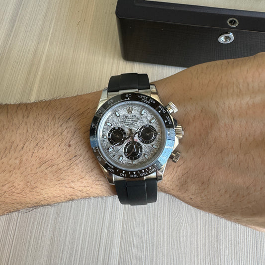 ROLEX DAYTONA PRATA METEORITE BORRACHA 40MM