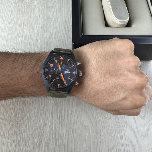 IWC PILOT TOP GUN PRETO LARANJA 44M