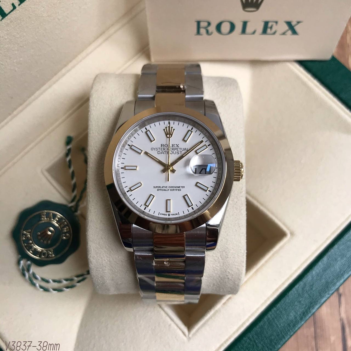 ROLEX DATEJUST MISTO DOURADO BRANCO FEMININO 36MM