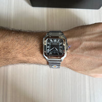 CARTIER SANTOS PRATA PRETO 40MM X 47MM