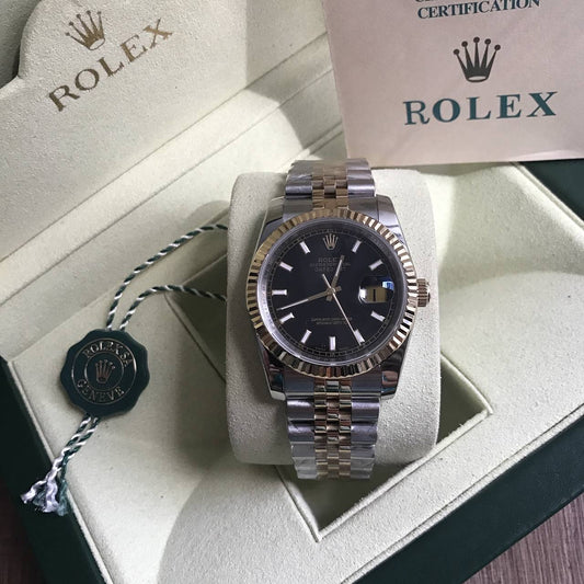 ROLEX DATEJUST MISTO DOURADO PRETO FEMININO 36MM
