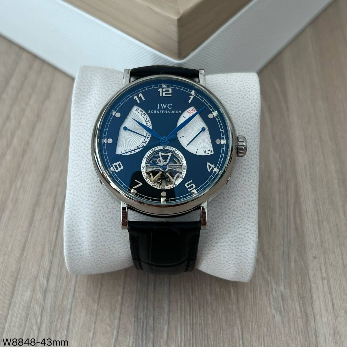 IWC PRATA PRETO COURO AUTOMÁTICO 44MM