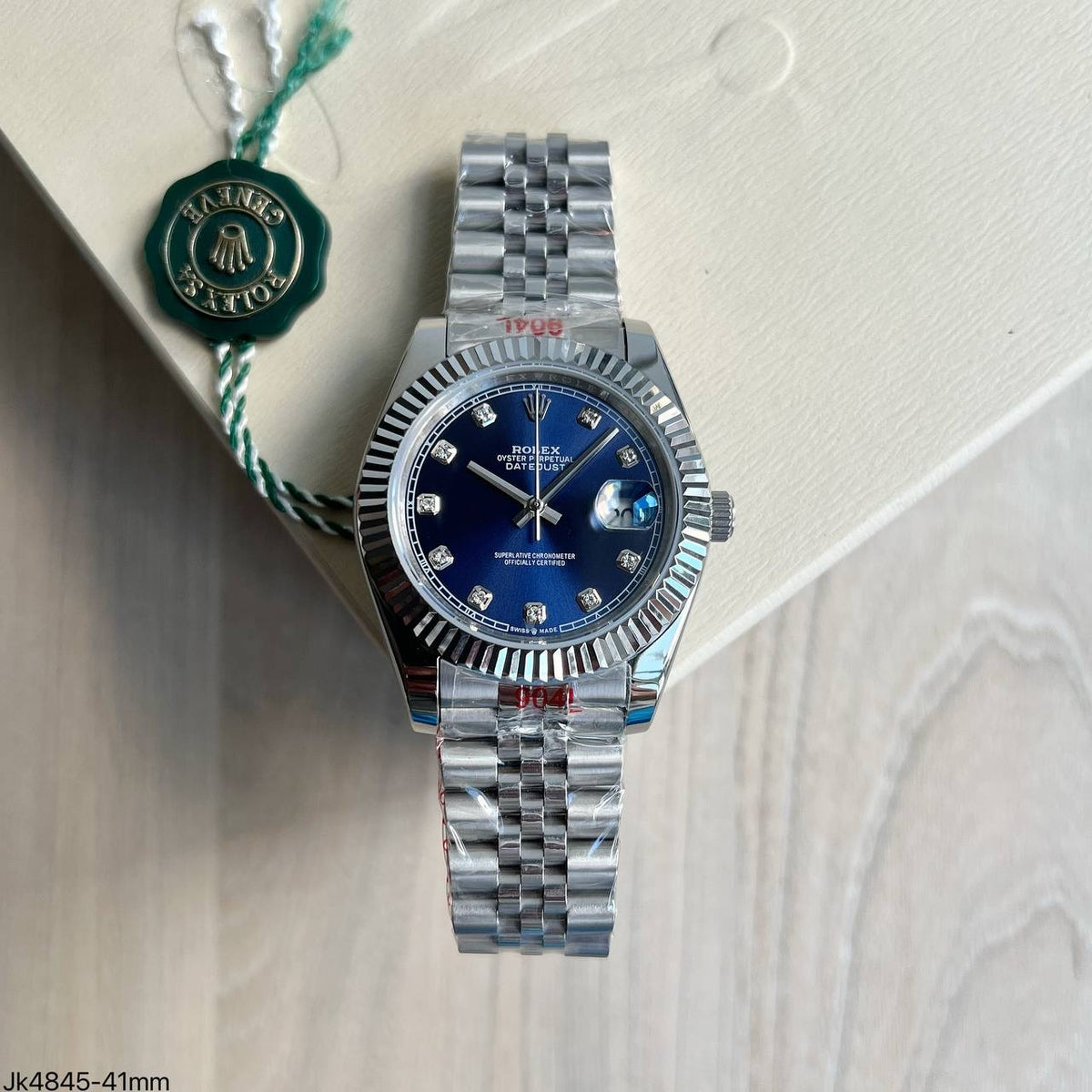 ROLEX DATEJUST PRATA AZUL BRILHANTES JUBILEU 41MM