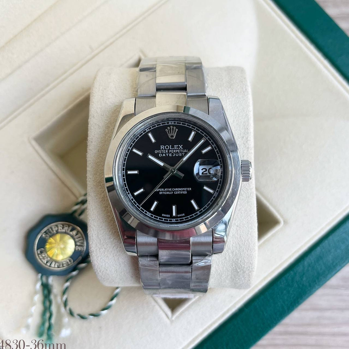 ROLEX DATEJUST PRATA PRETO FEMININO 36MM