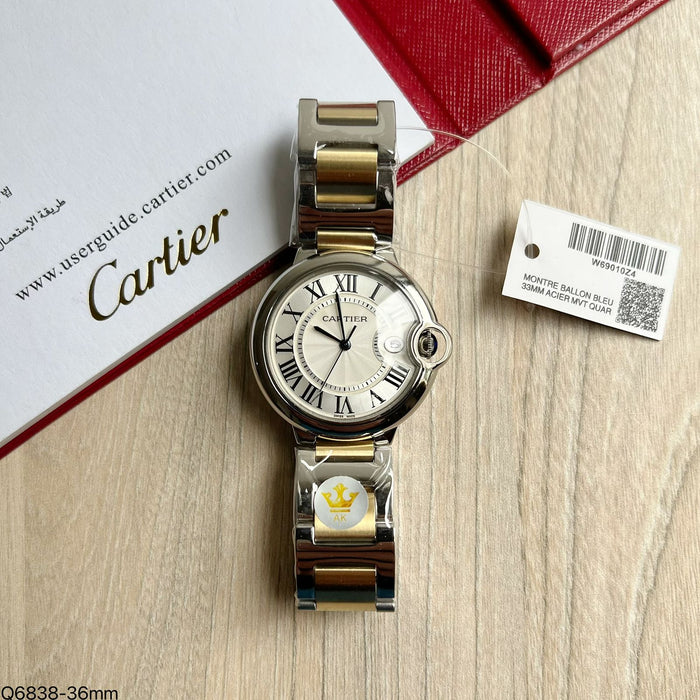 CARTIER BALLON BLEU PRATA DOURADO 36MM FEMININO