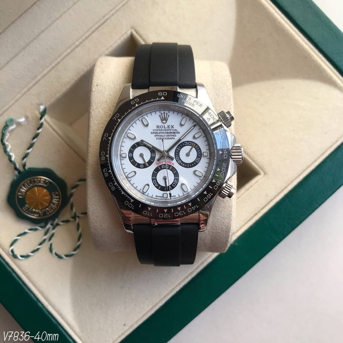 ROLEX DAYTONA PANDA PRATA BRANCO BORRACHA 40MM