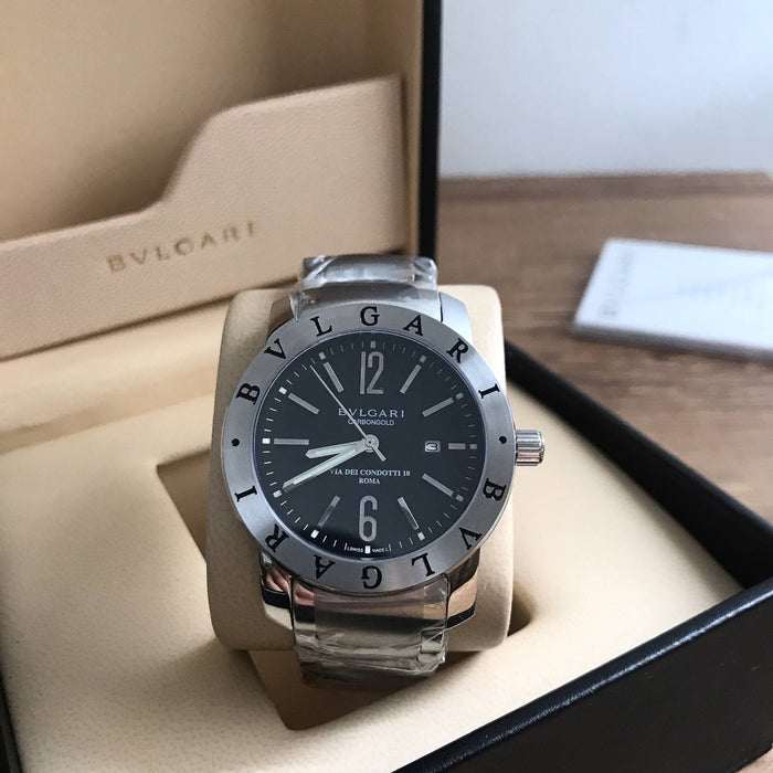 BVLGARI VIA DE CONDOTTI PRATA PRETO 40MM