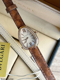 BVLGARI SERPENTE ROSE BRANCO COURO BRILHANTE 23MM X 32MM FEMININO