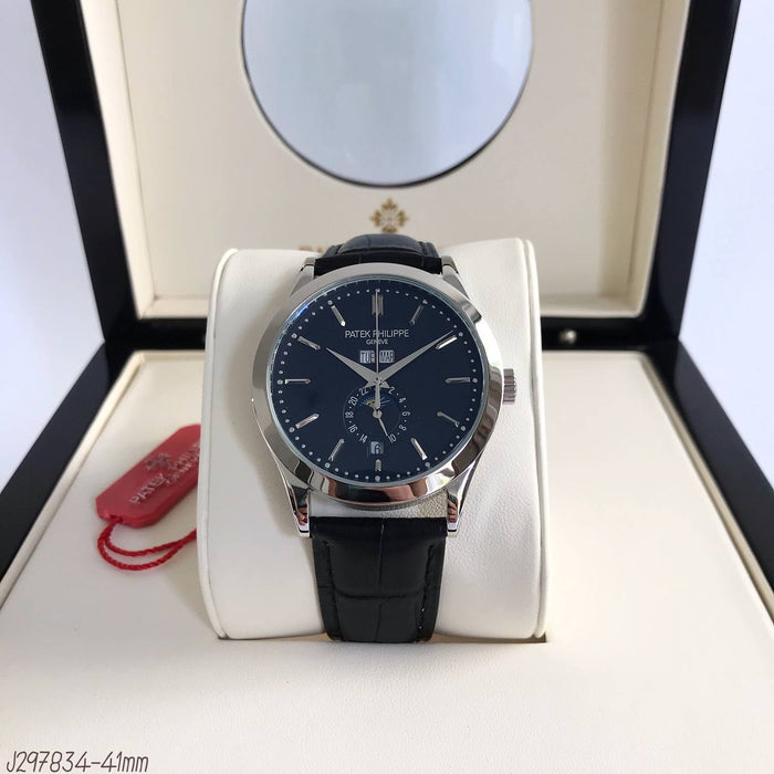 PATEK PHILIPPE PRATA COURO AUTOMATICO 41MM