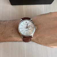 ROLEX CELLINI PRATA COURO 40MM