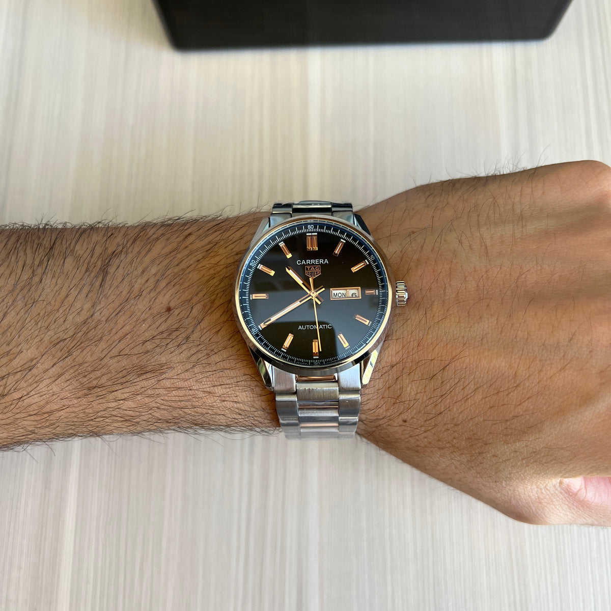 TAG HEUER CARRERA CAL 5 PRATA PRETO ROSE AUTOMATICO 41MM