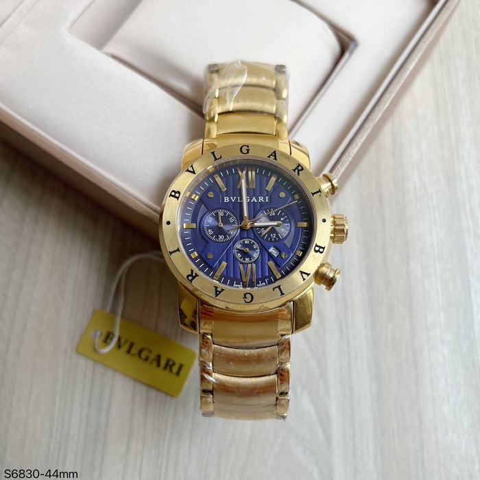 BVLGARI IRON MAN DOURADO AZUL 44MM