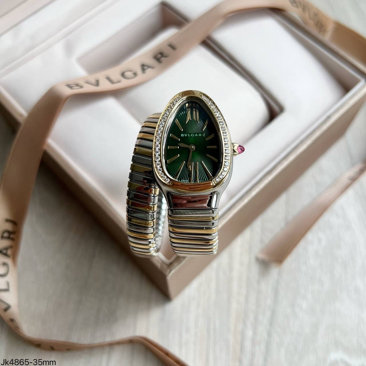 BVLGARI SERPENTE MISTO VERDE 1 VOLTA BRILHANTE  23MM X 35MM FEMININO