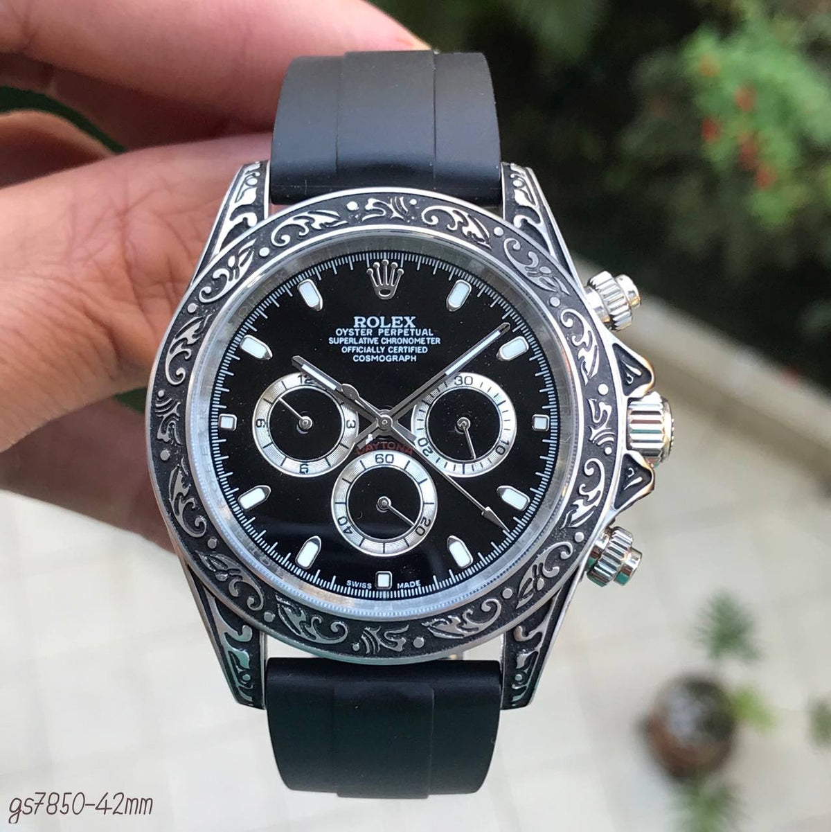 ROLEX DAYTONA PRATA ENTALHADO BORRACHA 42MM