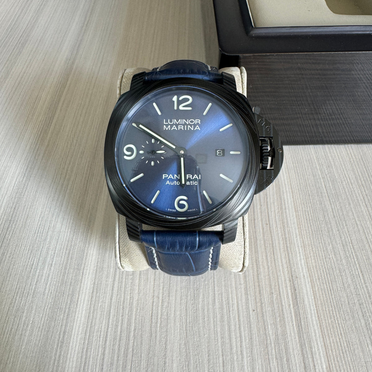 PANERAI LUMINOR MARINA PRETO AZUL COURO 44MM