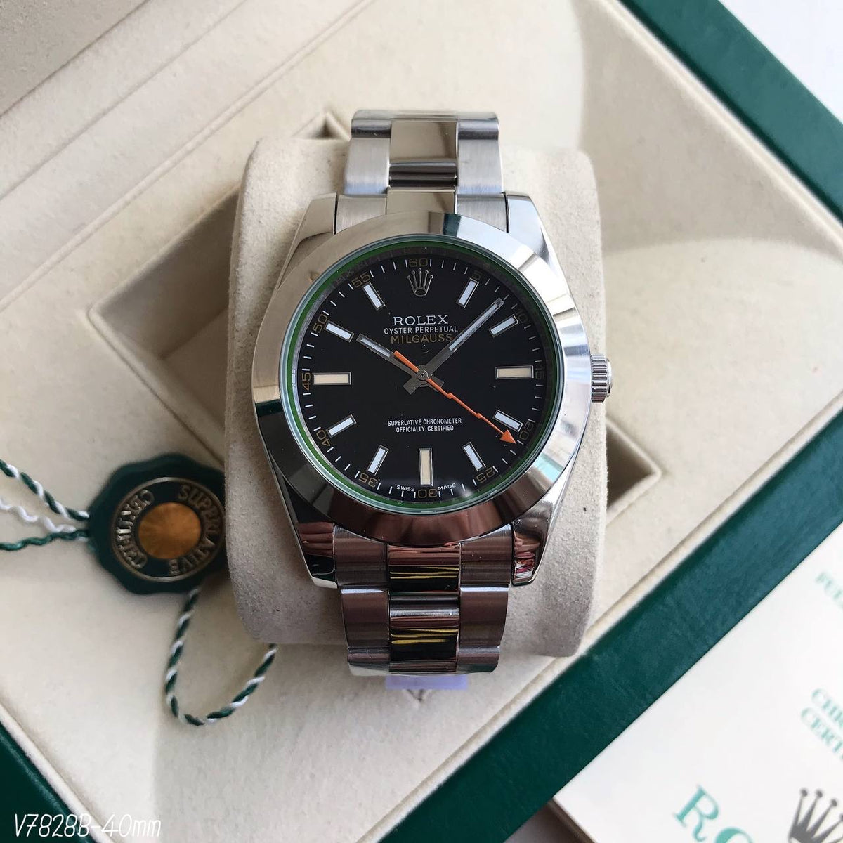ROLEX OYSTER MILGAUSS PRATA PRETO 40MM