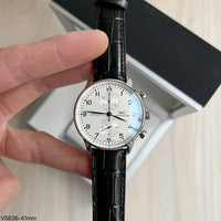 IWC PORTUGUESE PRATA BRANCO COURO 44MM