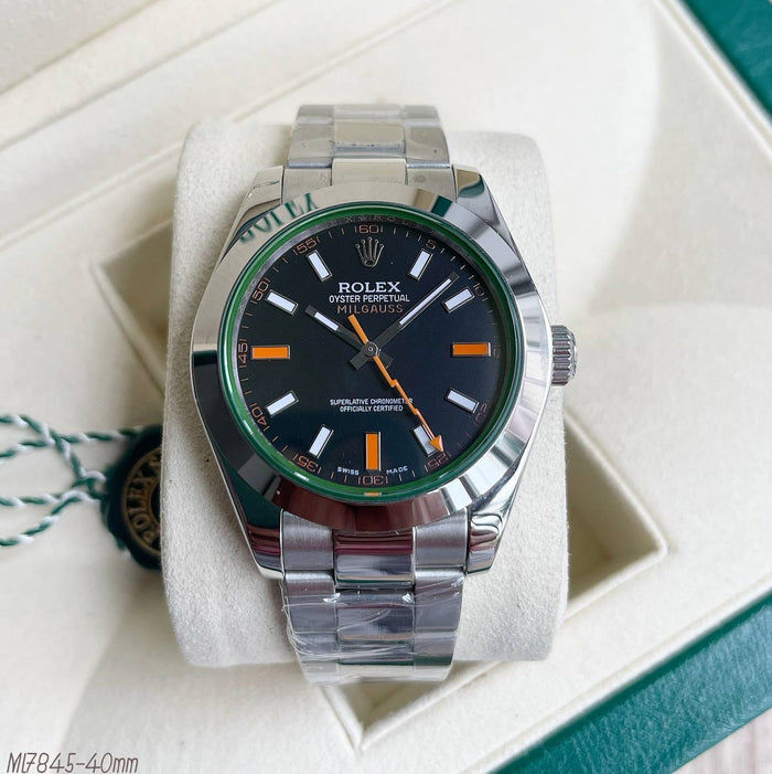ROLEX OYSTER MILGAUSS PRATA PRETO 40MM