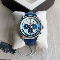 TAG HEUER CARRERA PRATA AZUL COURO 41MM