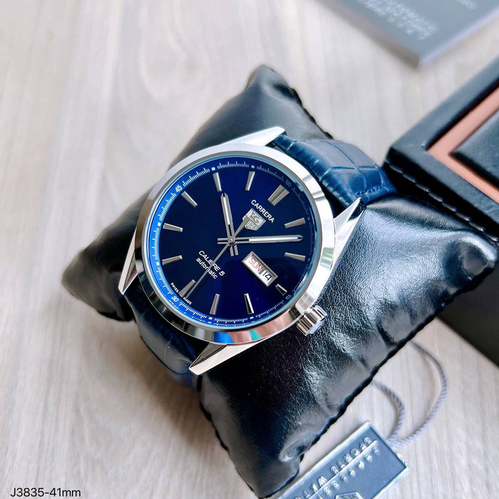 TAG HEUER CARRERA CAL 5 PRATA AZUL AUTOMATICO 41MM