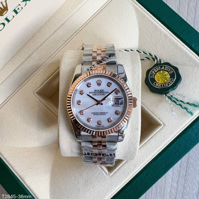 ROLEX DATEJUST MISTO ROSE MADRE PEROLA FEMININO 36MM