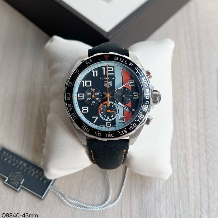 TAG HEUER F1 FORMULA 1 PRATA COURO GULF 43MM