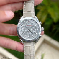 OMEGA SPEEDMASTER PRATA COURO 42MM