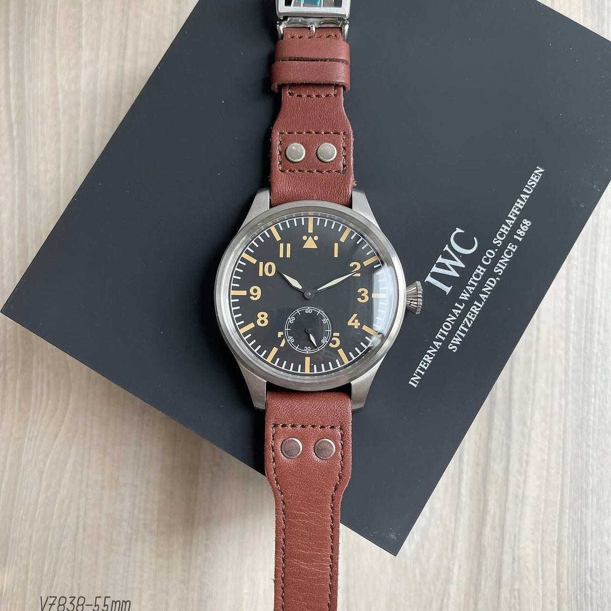 IWC HERITAGE PRATA PRETO COURO AUTOMÁTICO 55MM