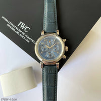 IWC DA VINCI PRATA AZUL COURO 43MM