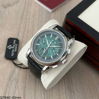 PATEK PHILIPPE PRATA VERDE COURO AUTOMATICO 43MM