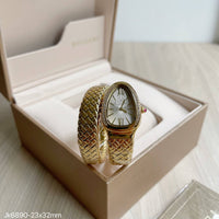 BVLGARI SERPENTE SPIGA DOURADO BRANCO 1 VOLTA BRILHANTE  23MM X 35MM FEMININO