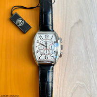 FRANCK MULLER PRATA BRANCO COURO 39MMX53MM