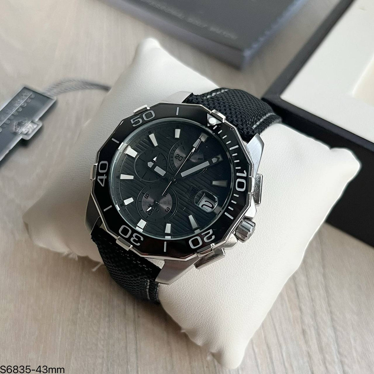 TAG HEUER AQUARACER PRATA PRETO NYLON 43MM