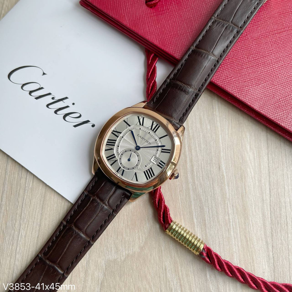 CARTIER DRIVE ROSE BRANCO COURO 41MM