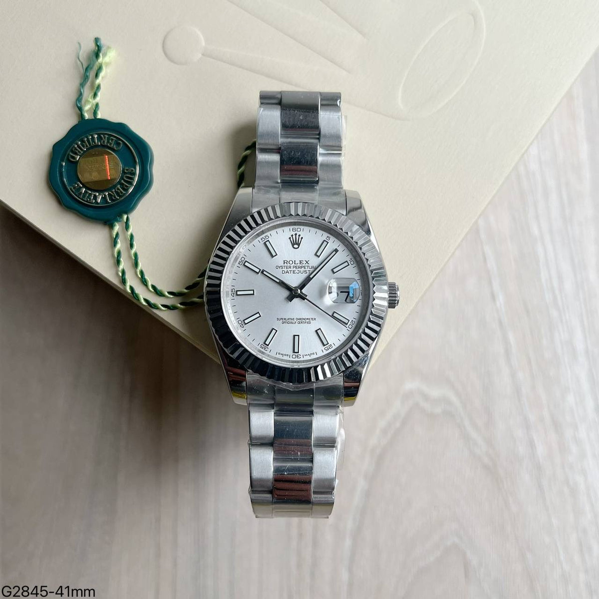 ROLEX DATEJUST PRATA BRANCO CANELADO 41MM