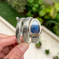 BVLGARI SERPENTE MISTO AZUL 2 VOLTAS BRILHANTE  23MM X 35MM FEMININO