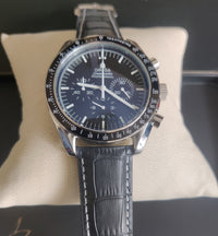 OMEGA SPEEDMASTER PRATA COURO 44MM