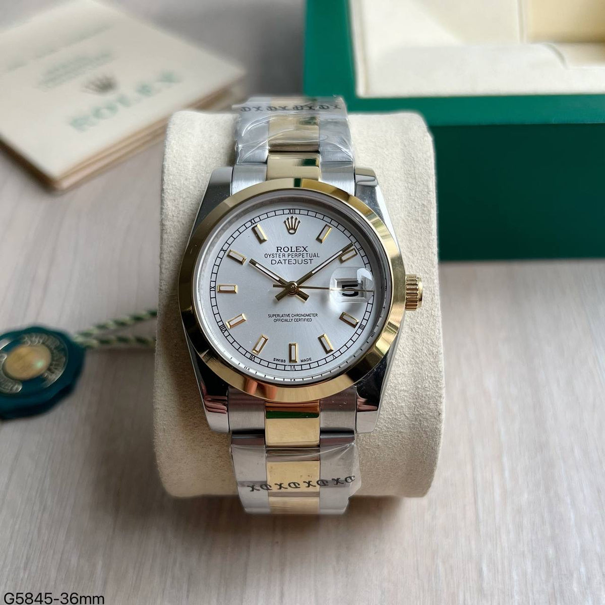ROLEX DATEJUST MISTO DOURADO BRANCO FEMININO 36MM