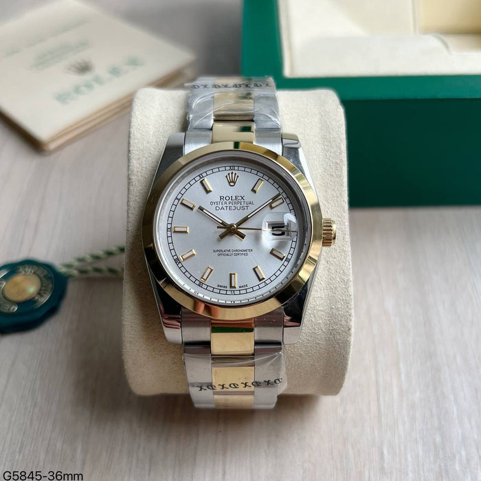 ROLEX DATEJUST MISTO DOURADO BRANCO FEMININO 36MM