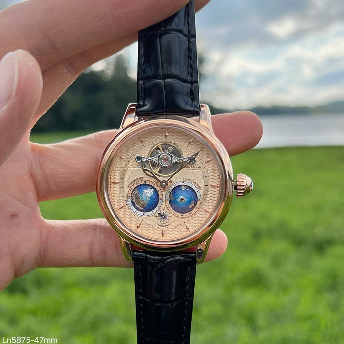 MONT BLANC VASCO DA GAMA ROSE COURO AUTOMÁTICO 47MM