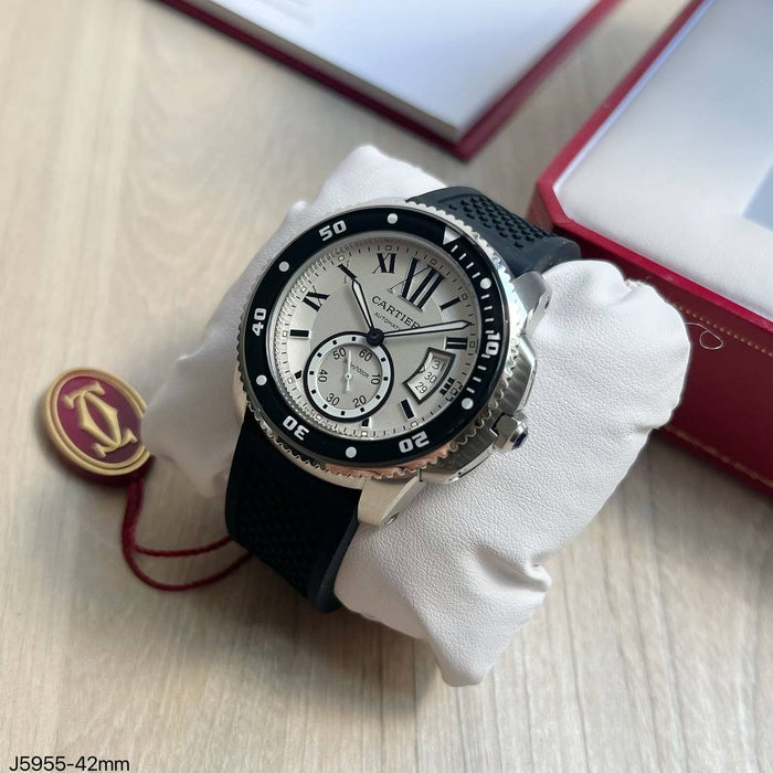 CARTIER DIVER PRATA BRANCO BORRACHA 43MM