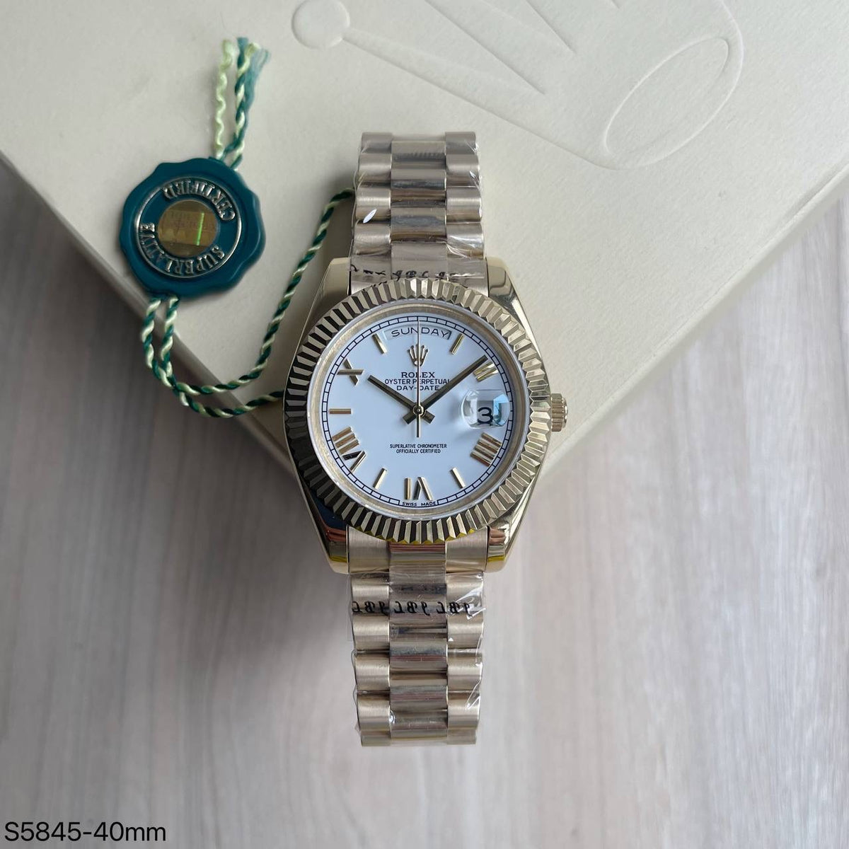 ROLEX DAY-DATE DOURADO BRANCO FEMININO 36MM