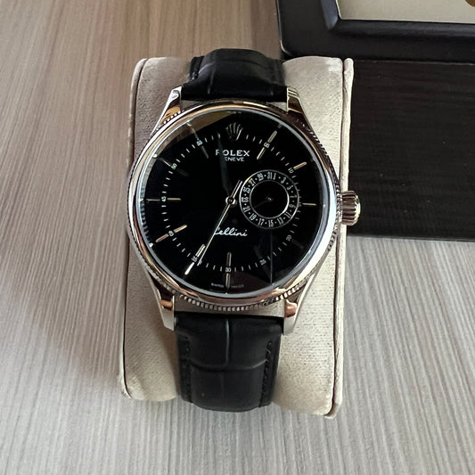 ROLEX CELLINI PRATA COURO 40MM