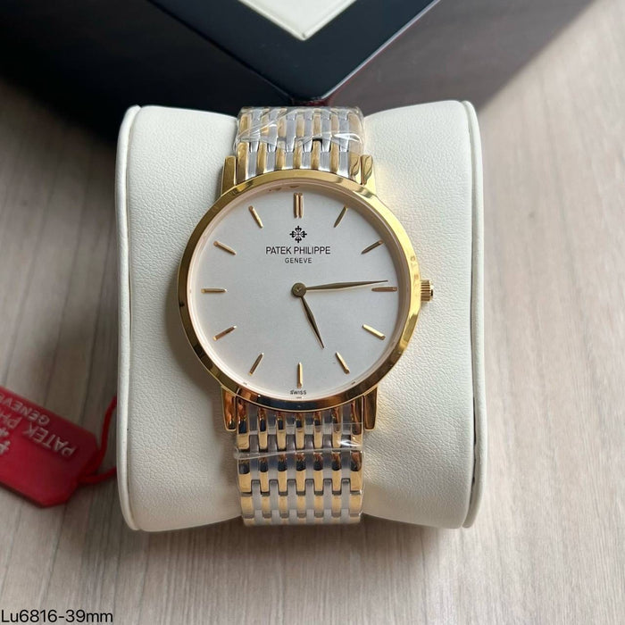 PATEK PHILIPPE MOEDA SLIM PRATA DOURADO 40MM