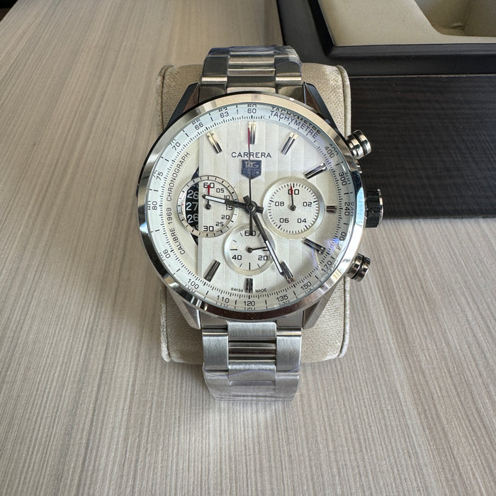 TAG HEUER CARRERA 1969 PRATA BRANCO 46MM