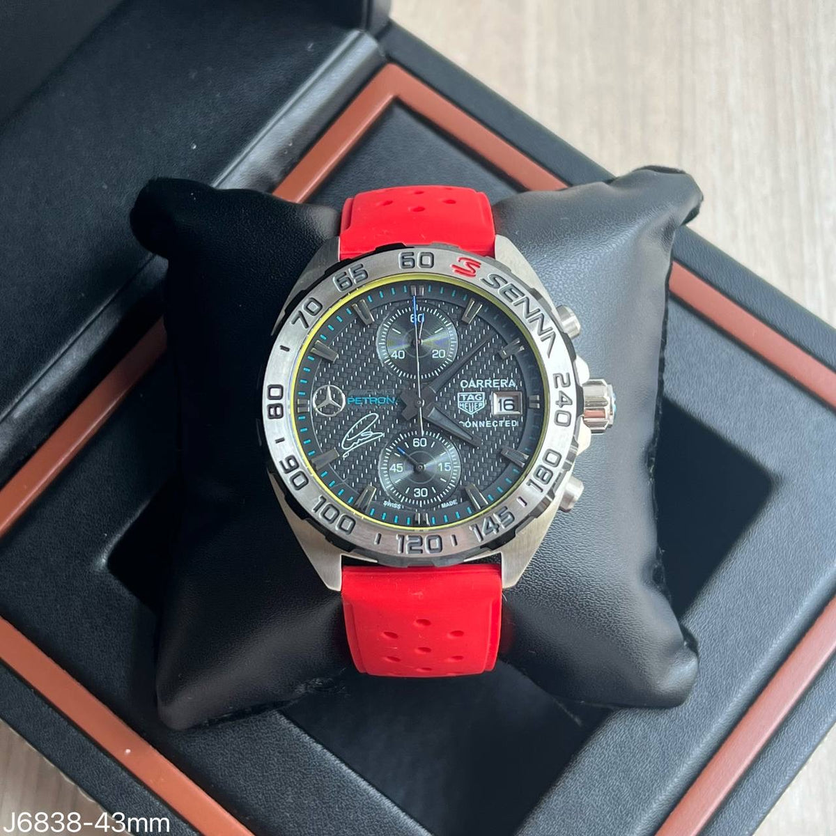 TAG HEUER SENNA PRATA VERMELHO 43MM